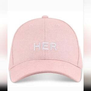 Burberry Pink Baseball Cap with White "HER" Embroidery